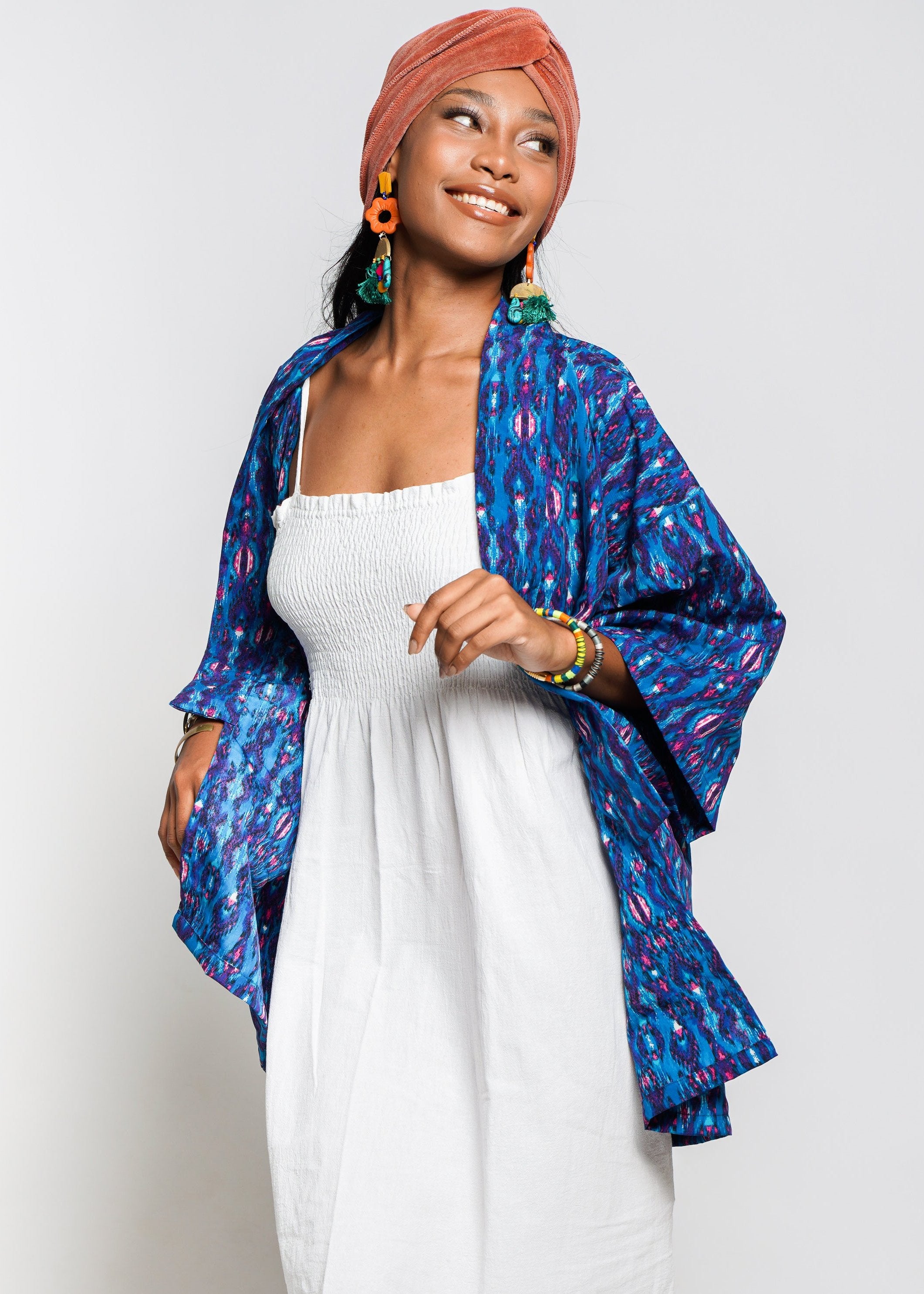 Blue kimono clearance jacket